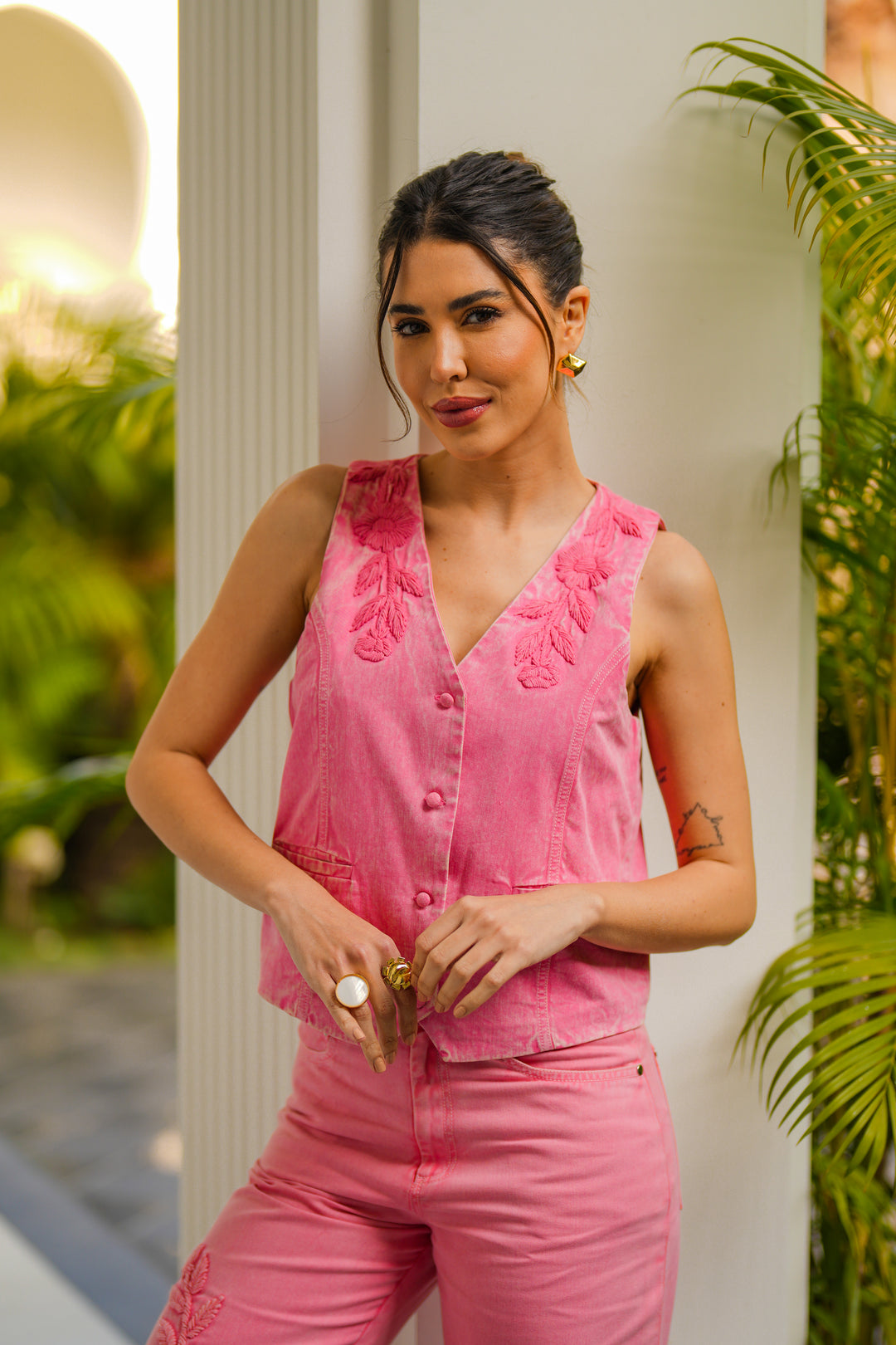 Mirela Denim Set in Pink