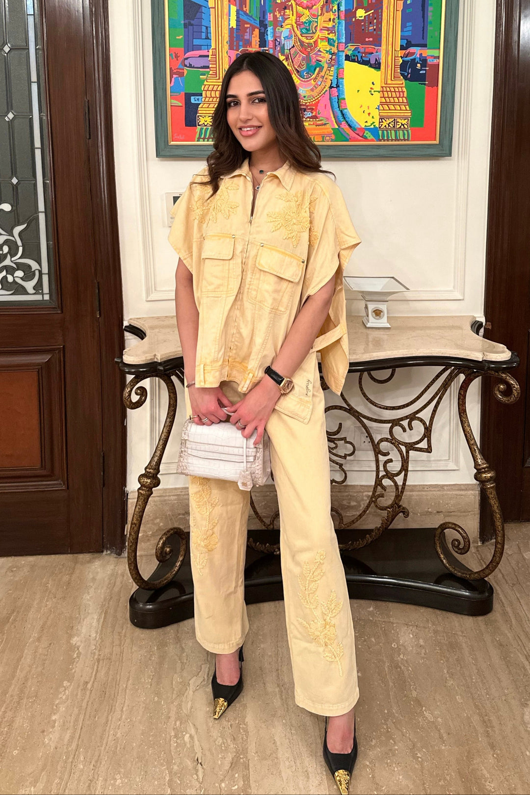 Mirela Denim Set In Yellow