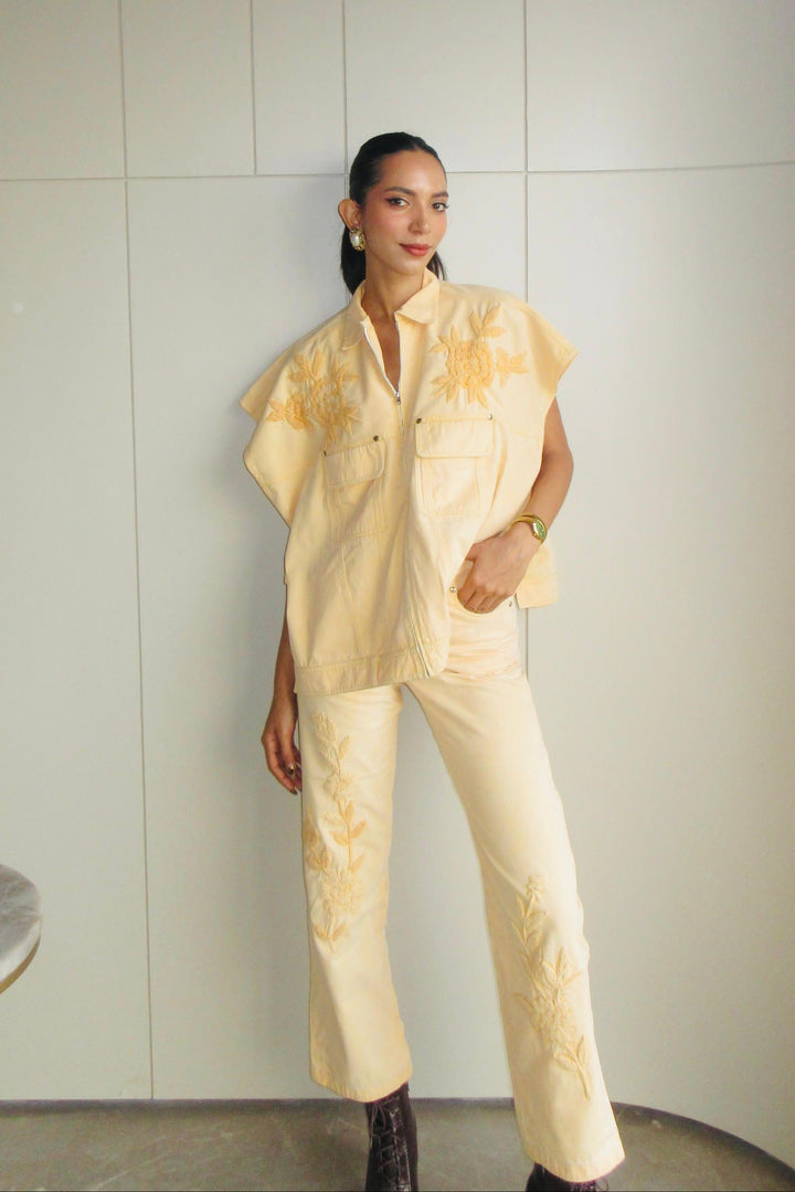 Mirela Denim Set In Yellow